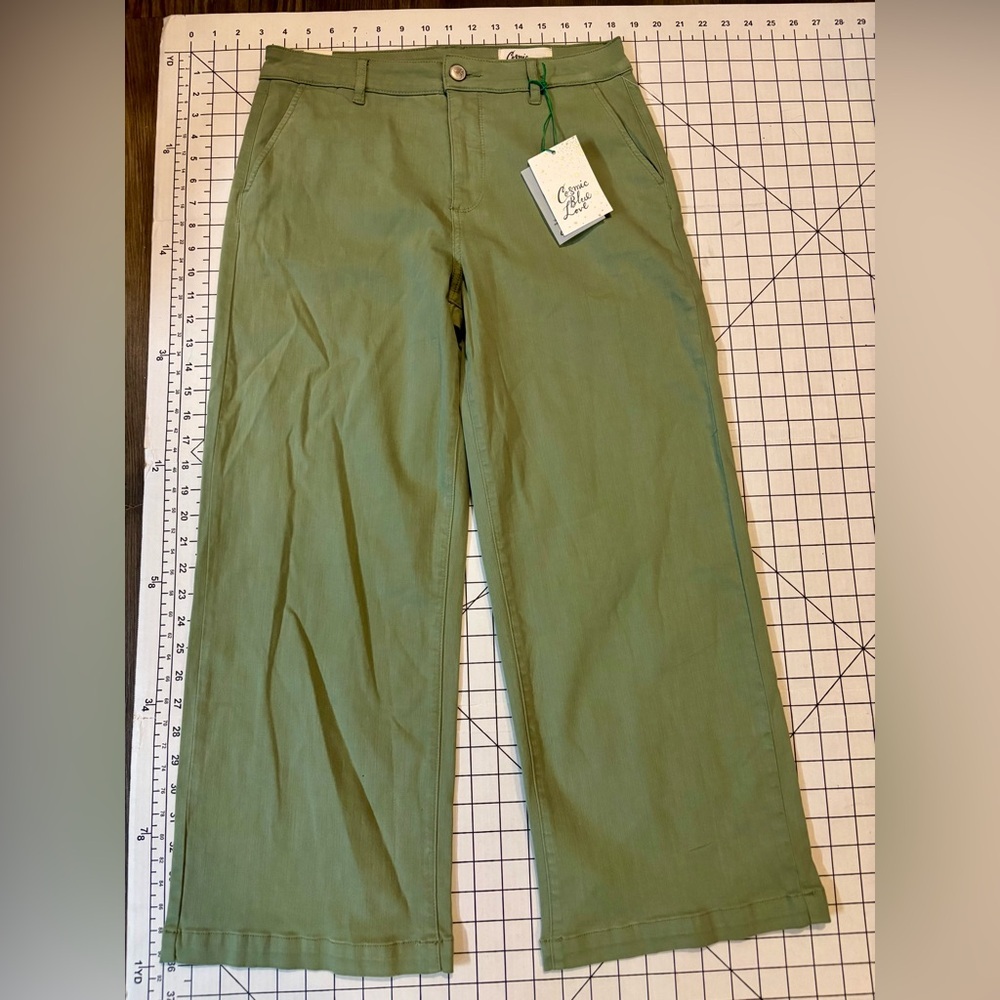 NWT Cosmic Blue Love by Pistola Women’s‎ Size 29 Matcha Wide Leg Crop Pants